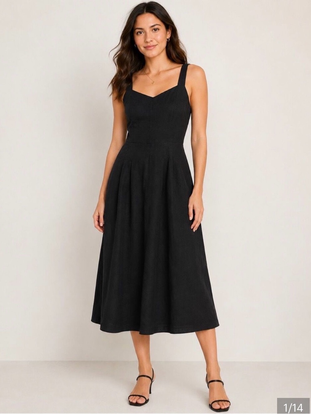Old Navy Black Sweetheart A-Line Midi Dress